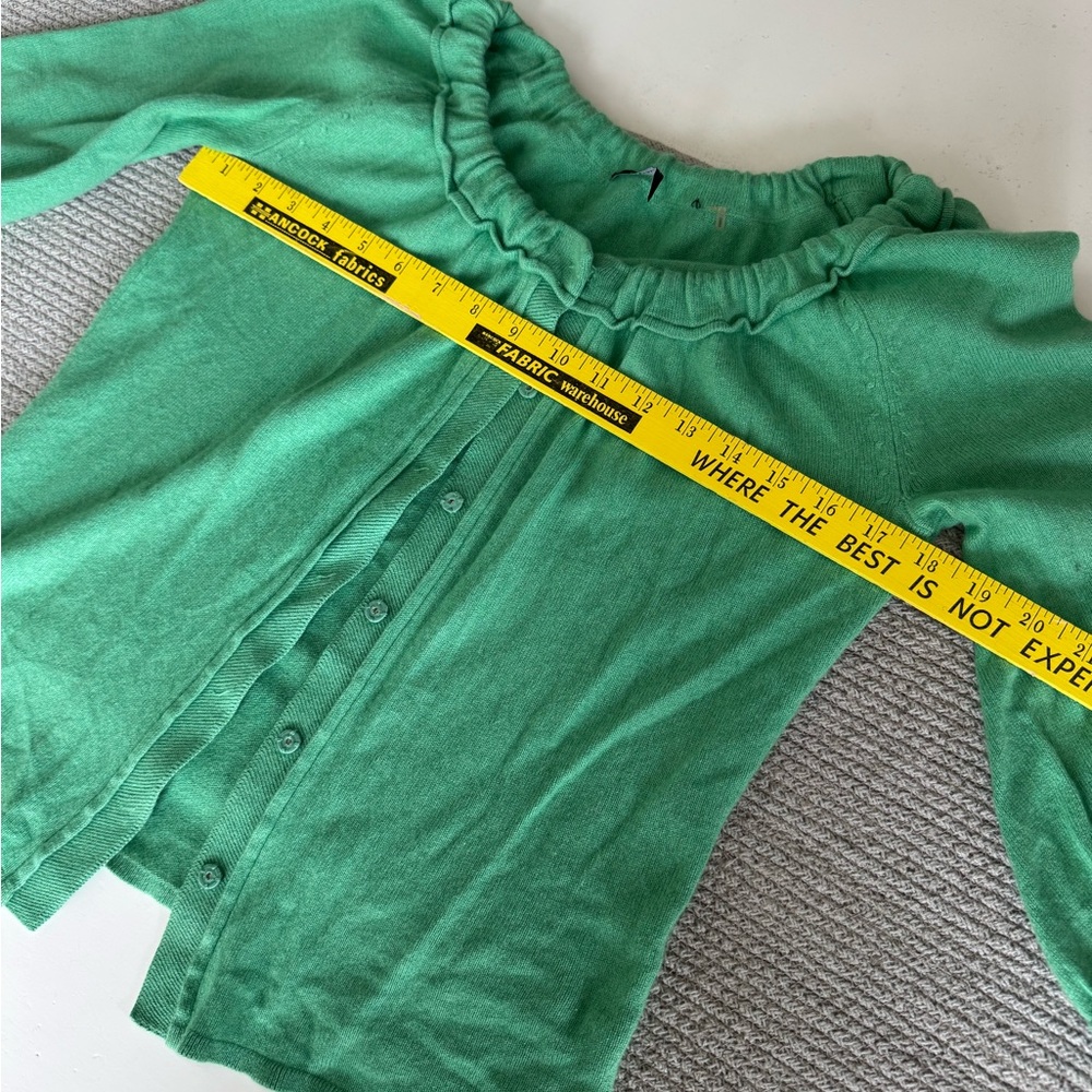 ELIE TAHARI Light Green Silk Cashmere Elbow Sleeve Cardigan Sweater Size Medium - Picture 8 of 11